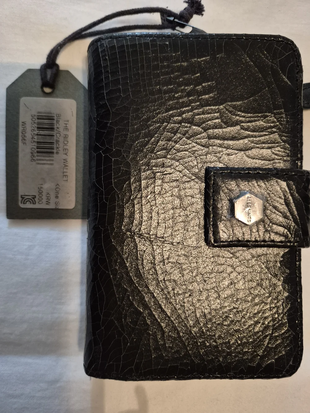 AllSaints THE RIDLEY Black Croc-Texture Zip Around Wallet